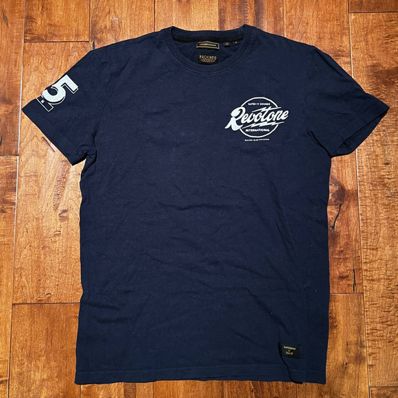 Superdry Revotone T-Shirt Navy Blue Men's Size Small Short Sleeve Crew Neck Logo - Picture 1 of 3